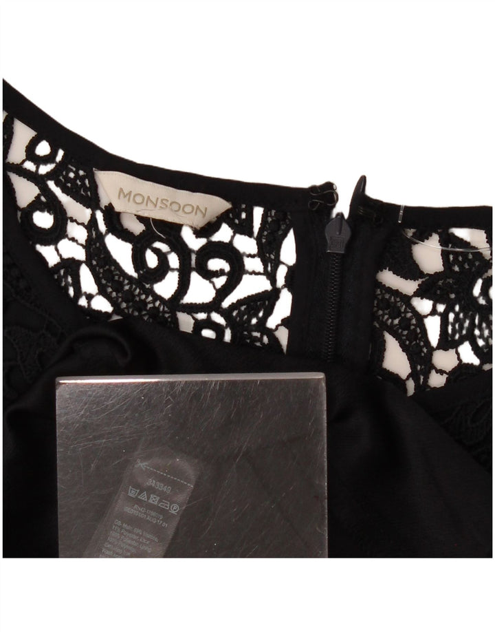 MONSOON Abito da donna a trapezio con maniche a 3/4 UK 10 Piccolo floreale blu navy