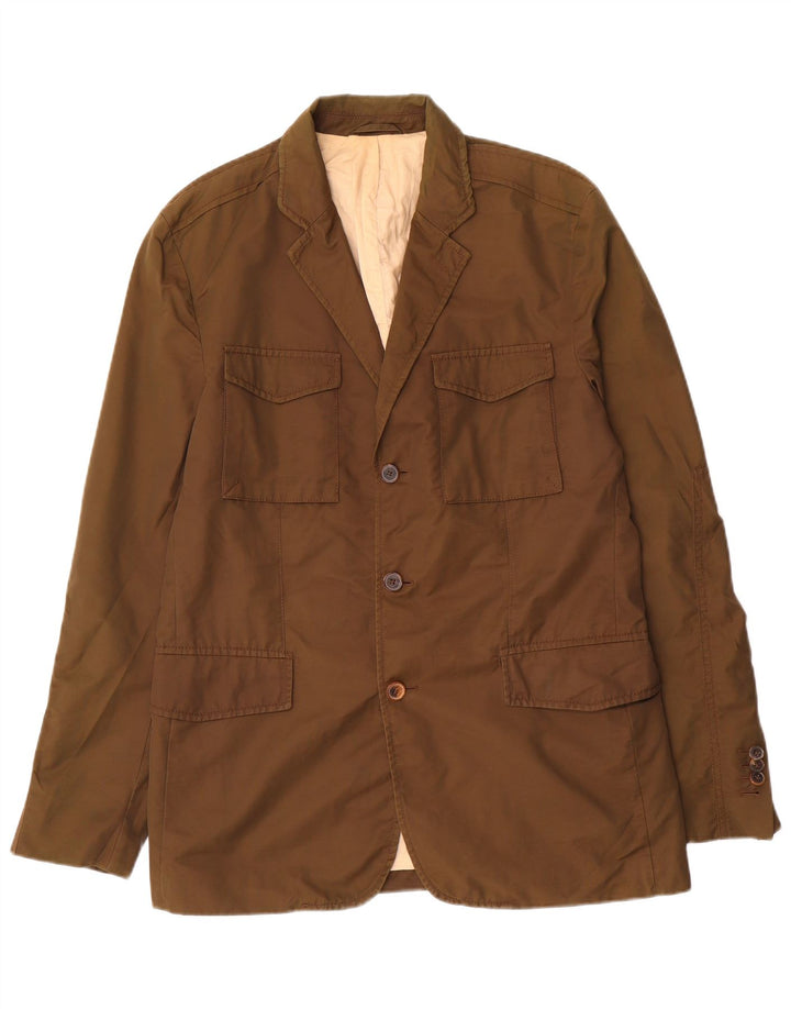 Giacca blazer da uomo a 3 bottoni Massimo Dutti EU 52 grande cotone marrone