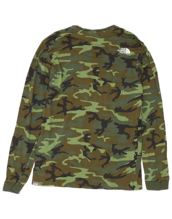 The North Face Maglia da uomo a manica lunga piccola in cotone mimetico verde