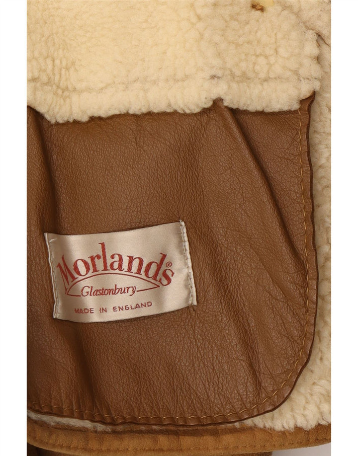 Giacca in shearling doppio petto da uomo Morlands UK 36 piccola marrone