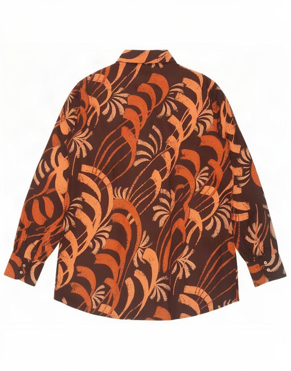 Vintage Mens Abstract Pattern Shirt Medium Brown