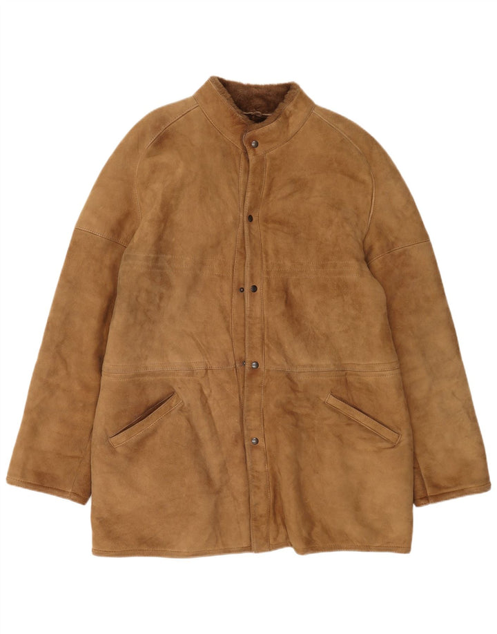 Cappotto vintage in shearling da uomo IT 54 2XL Beige