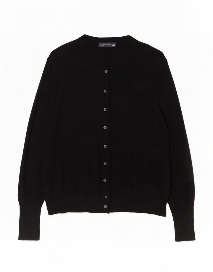 Maglione cardigan da donna Marks & Spencer UK 20 2XL viscosa nera