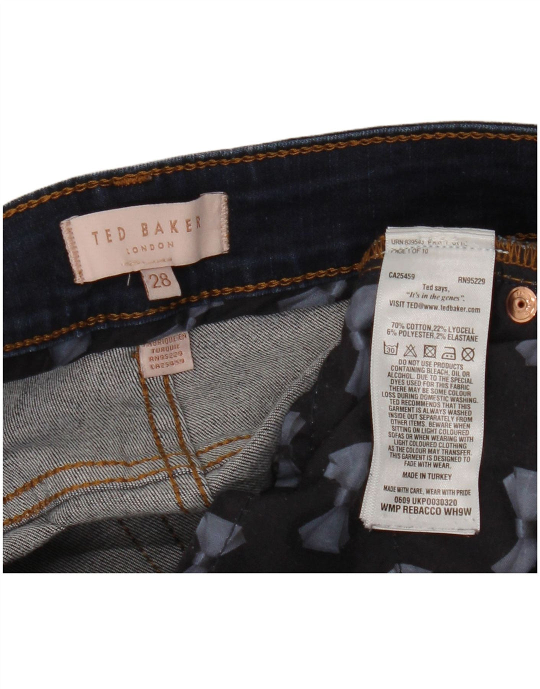 Jeans skinny da donna TED BAKER W28 L27 cotone blu navy