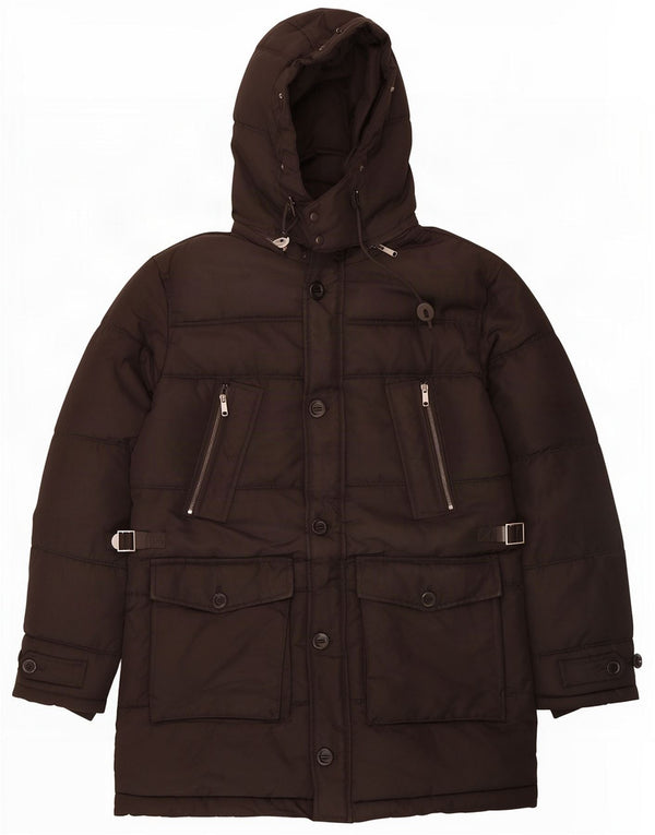 Giacca imbottita con cappuccio da uomo Zara UK 38 poliestere nero medio