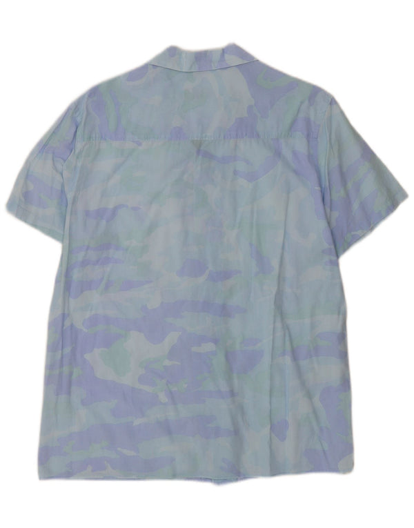 Camicia a maniche corte da uomo Zara con motivo astratto blu medio