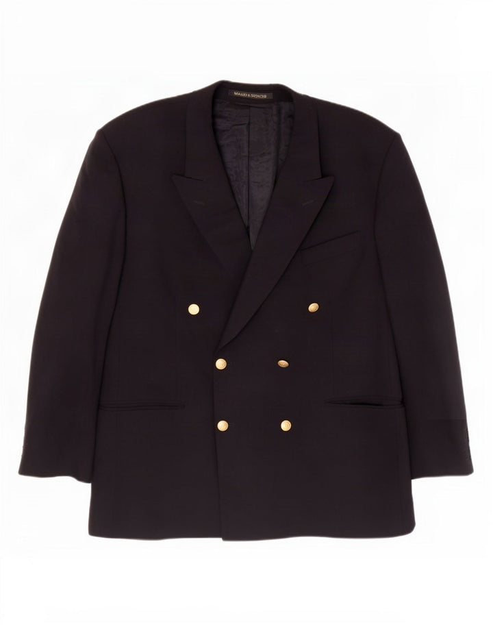 Giacca blazer doppiopetto da uomo Marks & Spencer UK 44 XL Blu navy
