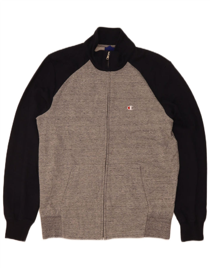 Giacca da tuta da uomo Champion, grande, in cotone color block grigio