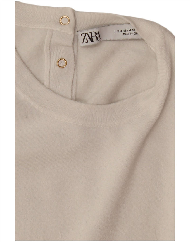 Maglione girocollo a maniche corte da donna Zara UK 12 bianco medio