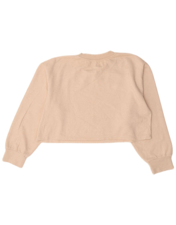 Felpa corta da donna Zara, maglione UK 14, cotone bianco sporco medio
