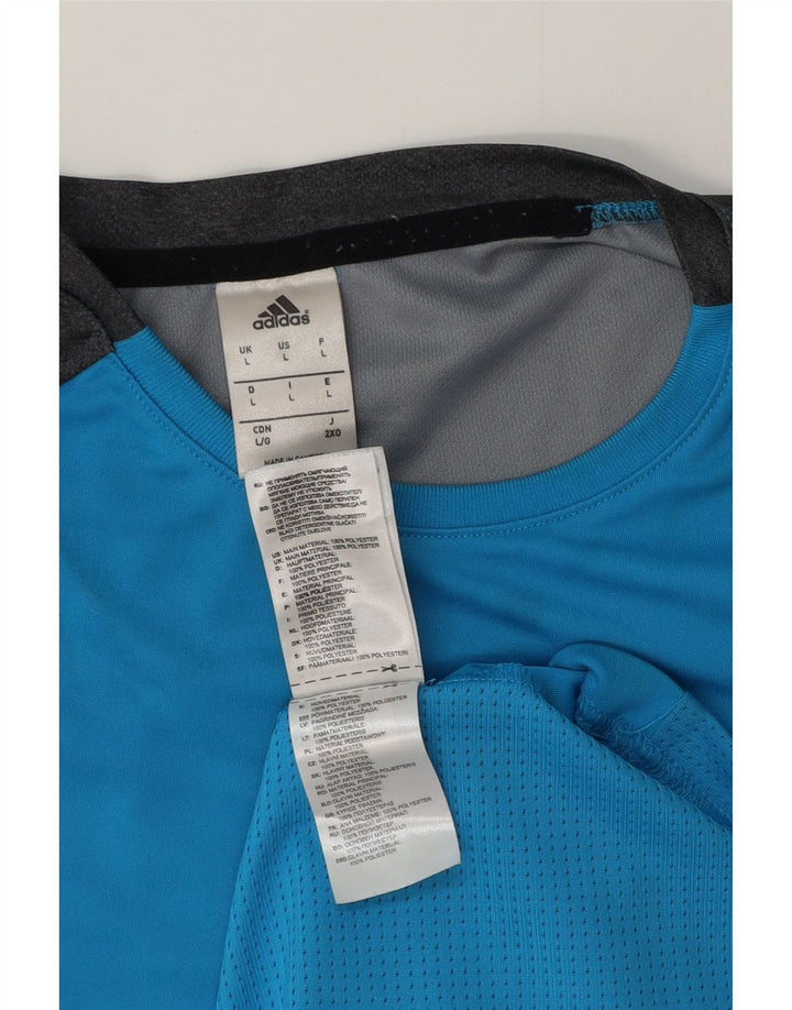 T-shirt da uomo Adidas Top Large blu in poliestere color block