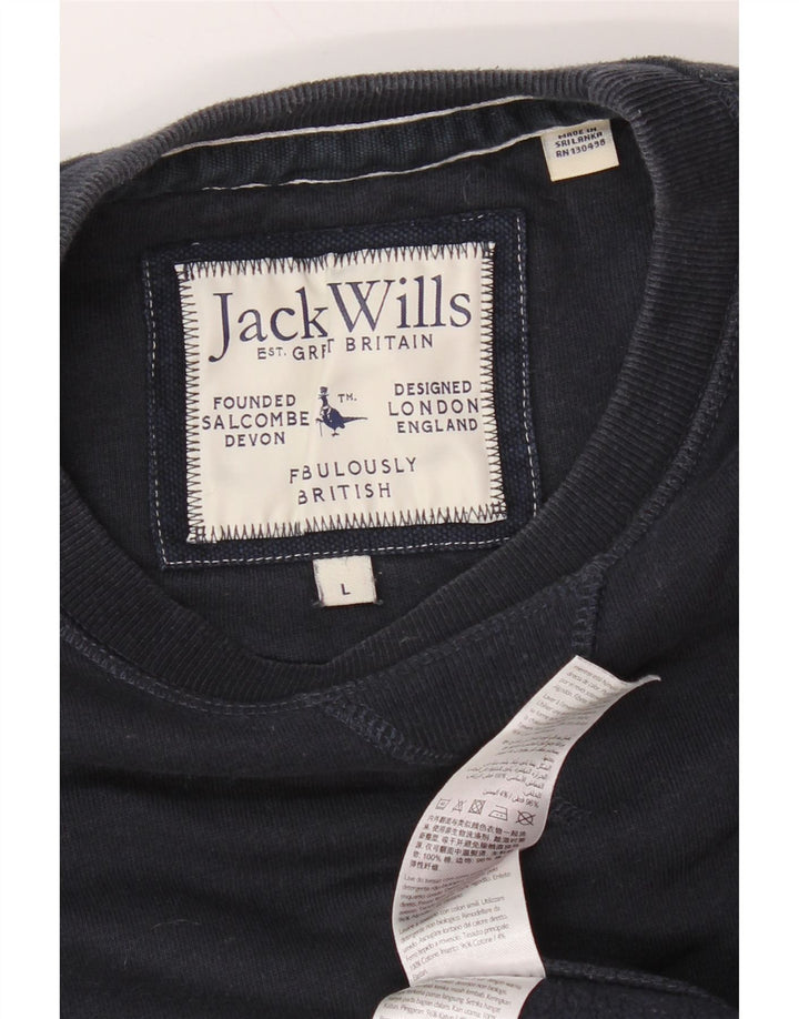 JACK WILLS Felpa da uomo Maglione grande in cotone blu navy
