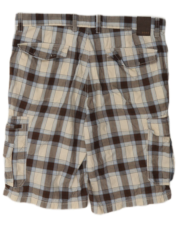 Pantaloncini cargo da uomo Brax W36 grande cotone a quadri beige