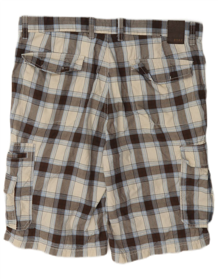 Pantaloncini cargo da uomo Brax W36 grande cotone a quadri beige