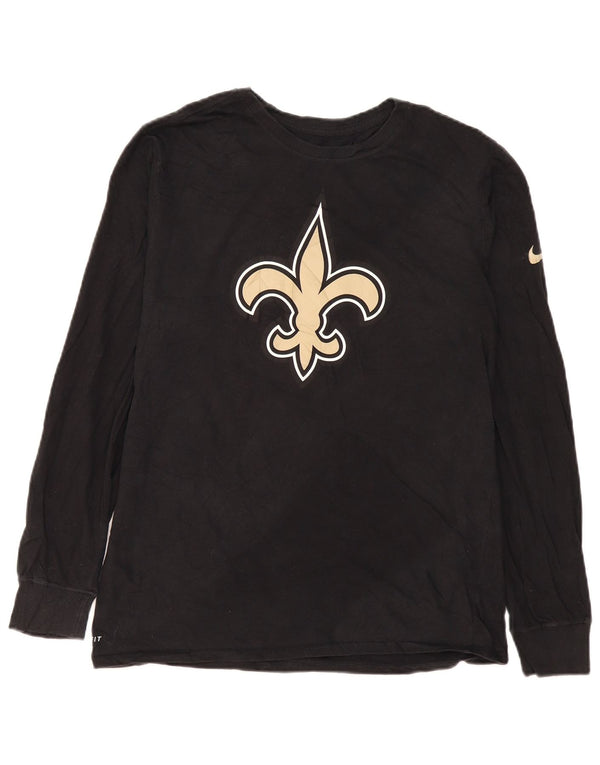 Nike New Orleans Saints Graphic Top da uomo a maniche lunghe in cotone nero di grandi dimensioni