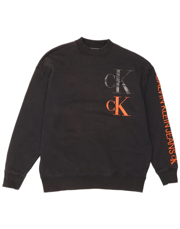 Calvin Klein Jeans Felpa grafica da uomo Maglione piccolo cotone nero