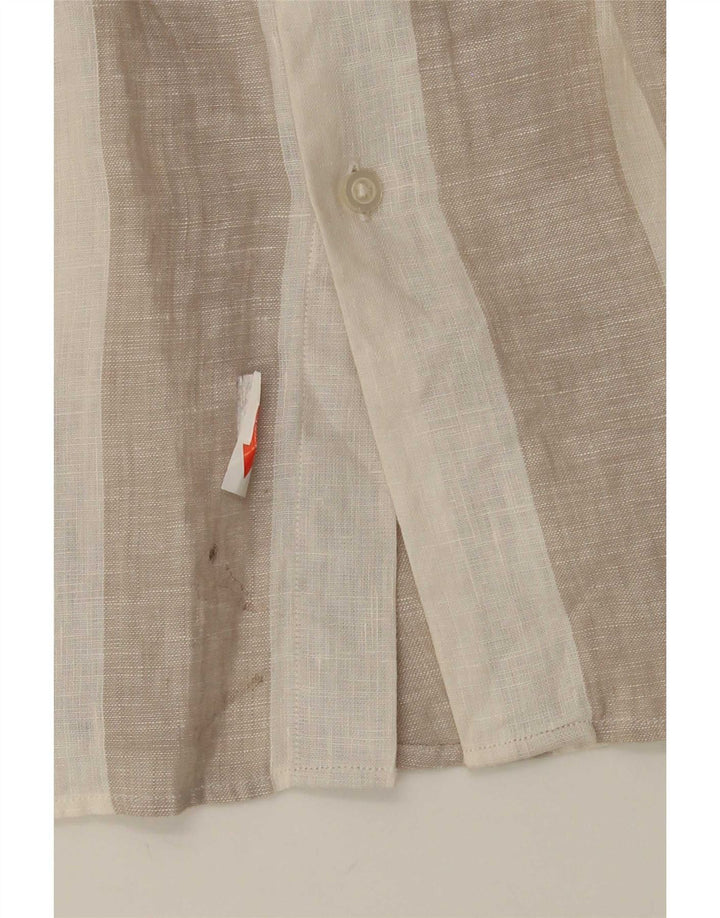Camicia Uomo Massimo Dutti Lino Rigato Beige Medio