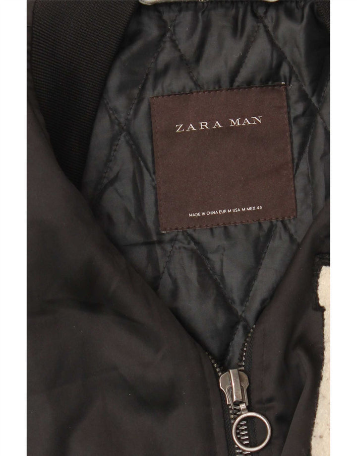 Giacca imbottita grafica da uomo Zara UK 38 poliestere nero medio