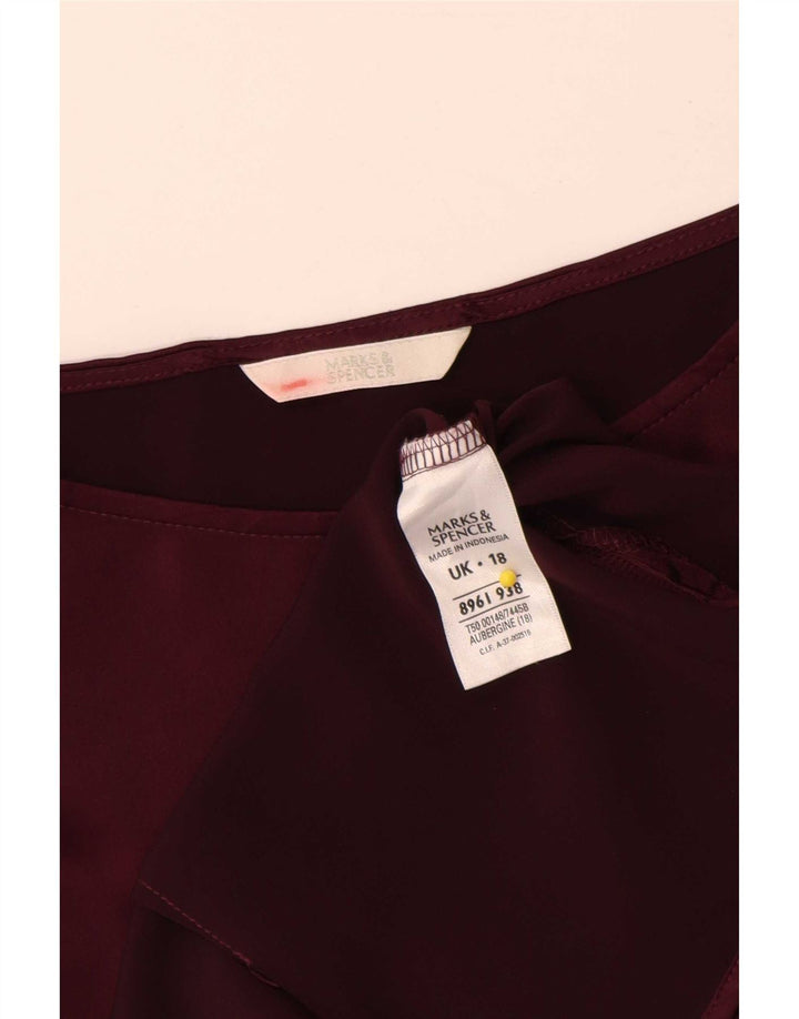 Top camicetta senza maniche da donna Marks & Spencer UK 18 XL poliestere bordeaux