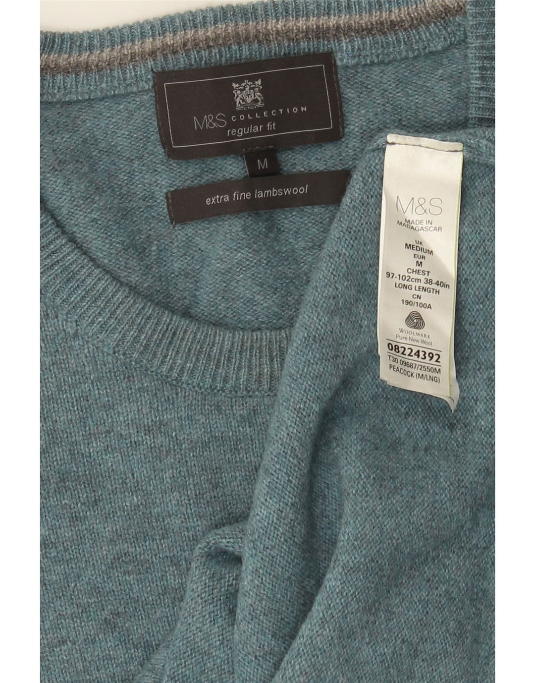 Maglione maglione girocollo da uomo Marks & Spencer blu medio screziato