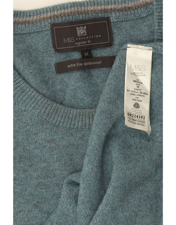Maglione maglione girocollo da uomo Marks & Spencer blu medio screziato
