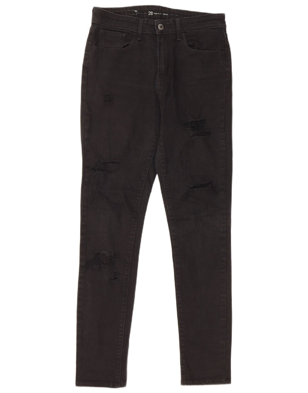 Jeans skinny a vita alta effetto consumato da donna Levi's W28 L32 cotone nero