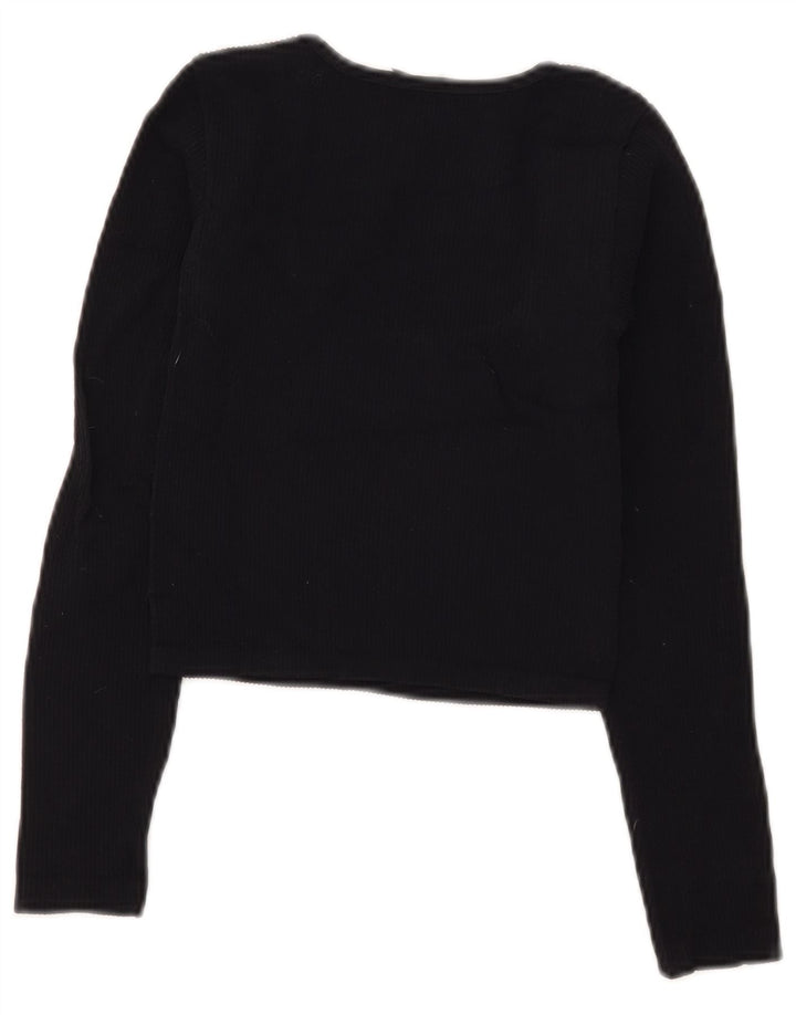 Top corto da donna Zara a maniche lunghe UK 4 XS nero in poliammide