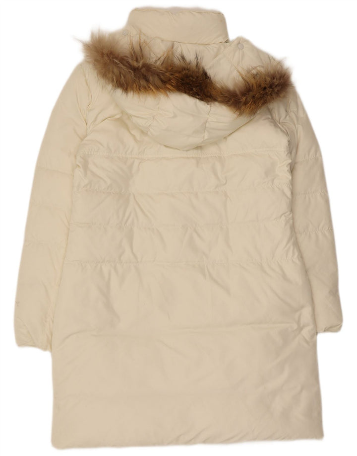 Cappotto imbottito con cappuccio da donna Diadora UK 14 medio poliestere bianco sporco