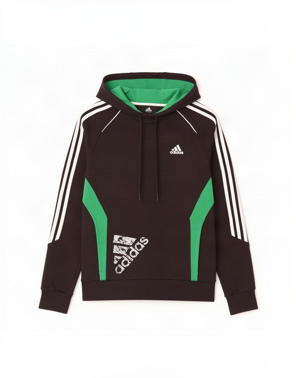 Felpa con cappuccio grafica da uomo Adidas, piccola, in cotone color block nero