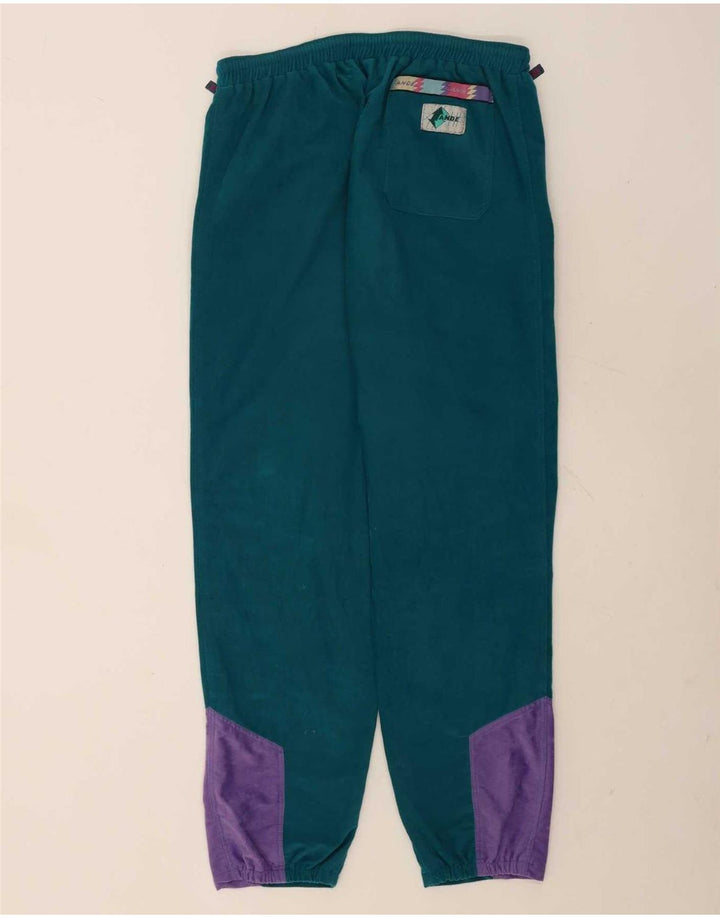 Tuta intera vintage da uomo in velluto, grande poliestere color block verde