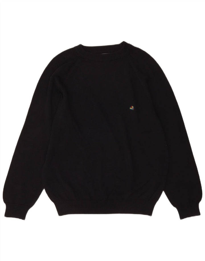Maglione da uomo girocollo Benetton grande cotone nero