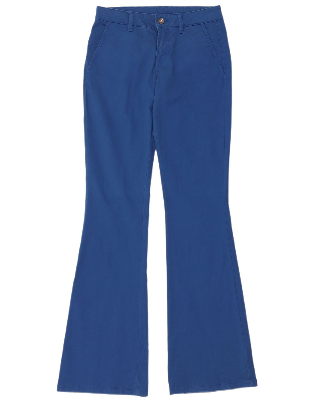 Pantaloni chino svasati da donna BENETTON UK 6 XS W26 L33 cotone blu