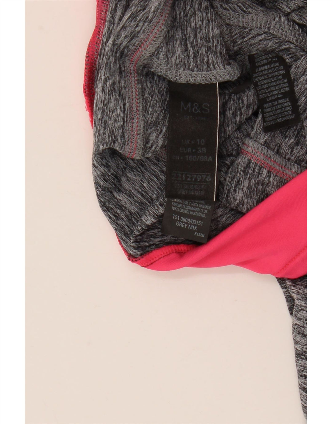 MARKS & SPENCER Leggings Capri da donna UK 10 Small Grey Colourblock