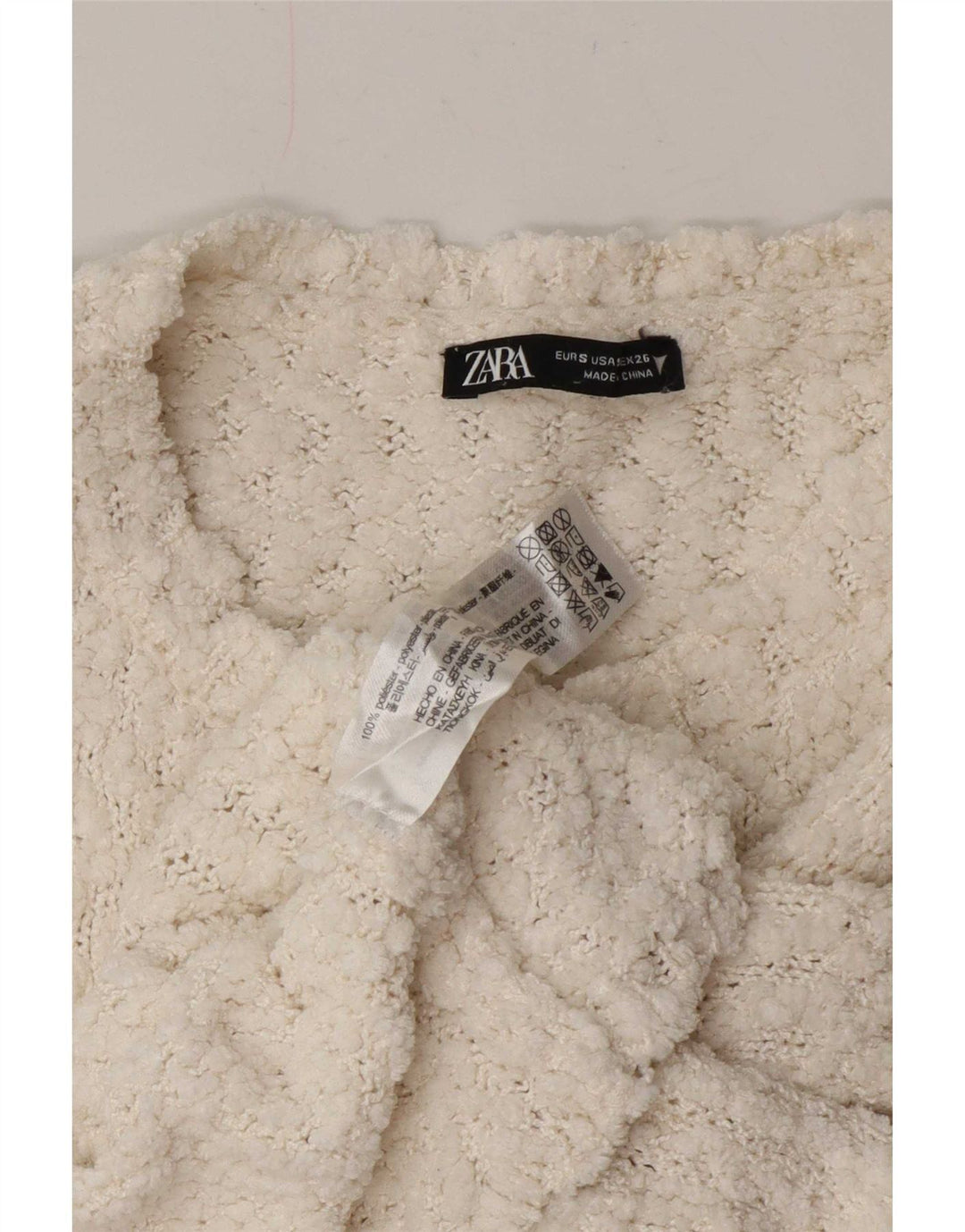 Maglione maglione girocollo oversize da donna Zara UK 10 piccolo poliestere bianco