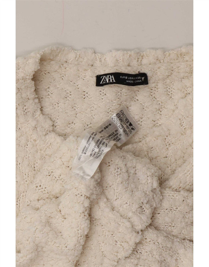 Maglione maglione girocollo oversize da donna Zara UK 10 piccolo poliestere bianco