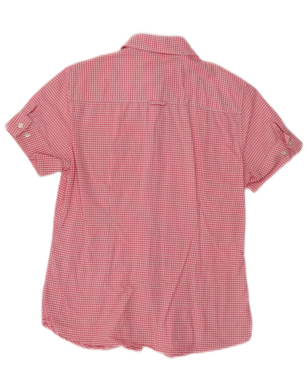Camicia a maniche corte da donna Gant UK 12 Cotone a quadretti rosa medio