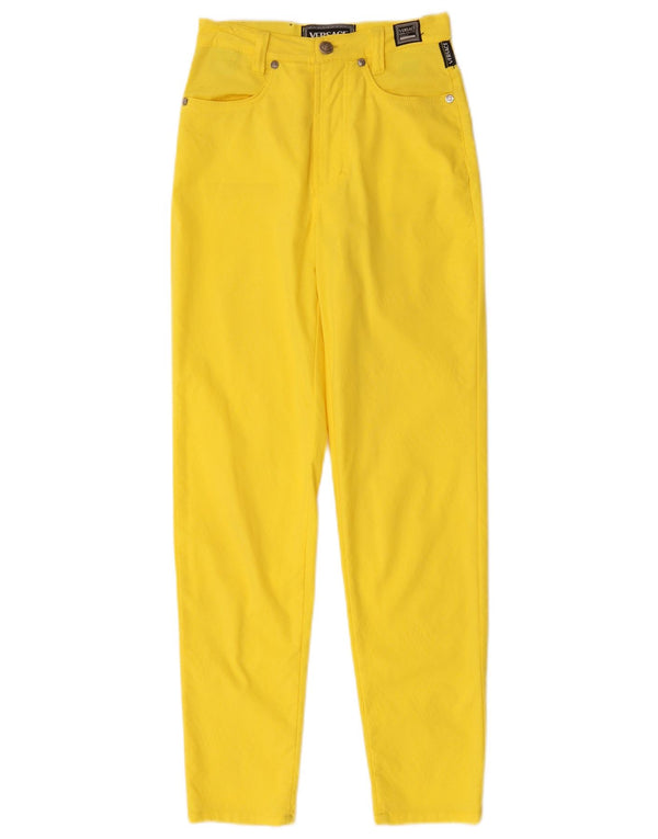 Pantaloni casual slim da donna Versace W26 L27 cotone giallo