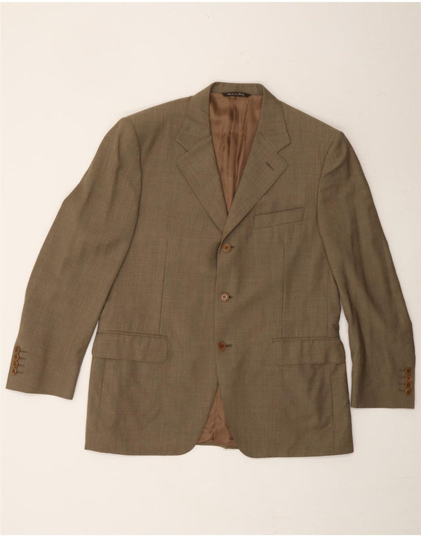 CANALI Mens 3 Button Blazer Jacket IT 50 Large Brown Virgin Wool