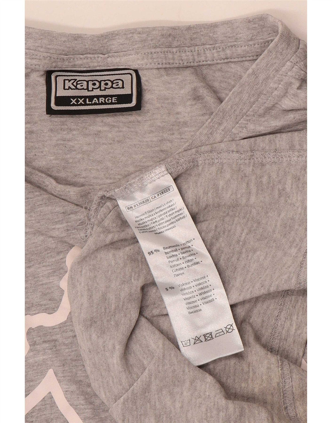 T-shirt grafica da uomo Kappa Top 2XL in cotone grigio