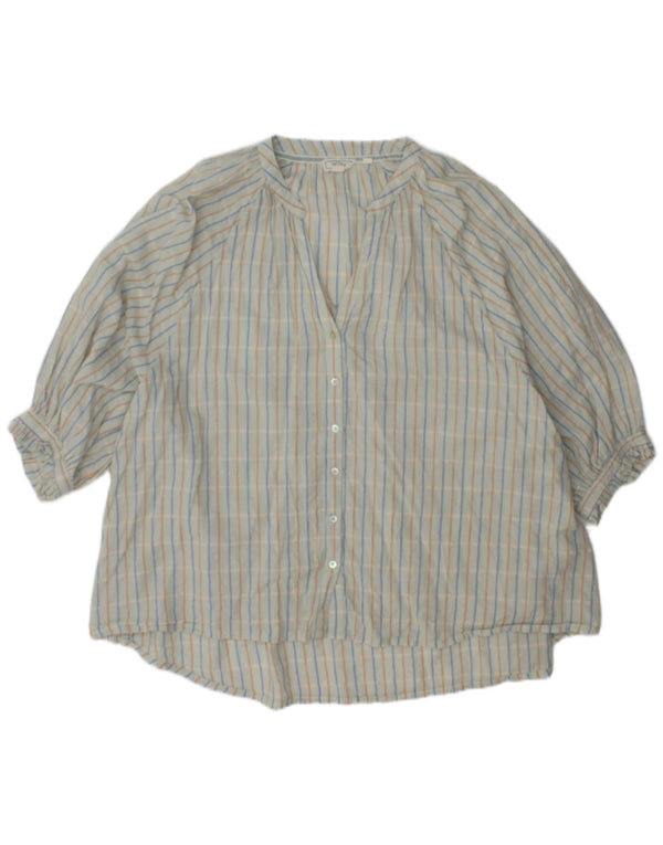 Camicetta oversize da donna con maniche a 3/4 Fat Face UK 16 grande motivo a quadri blu
