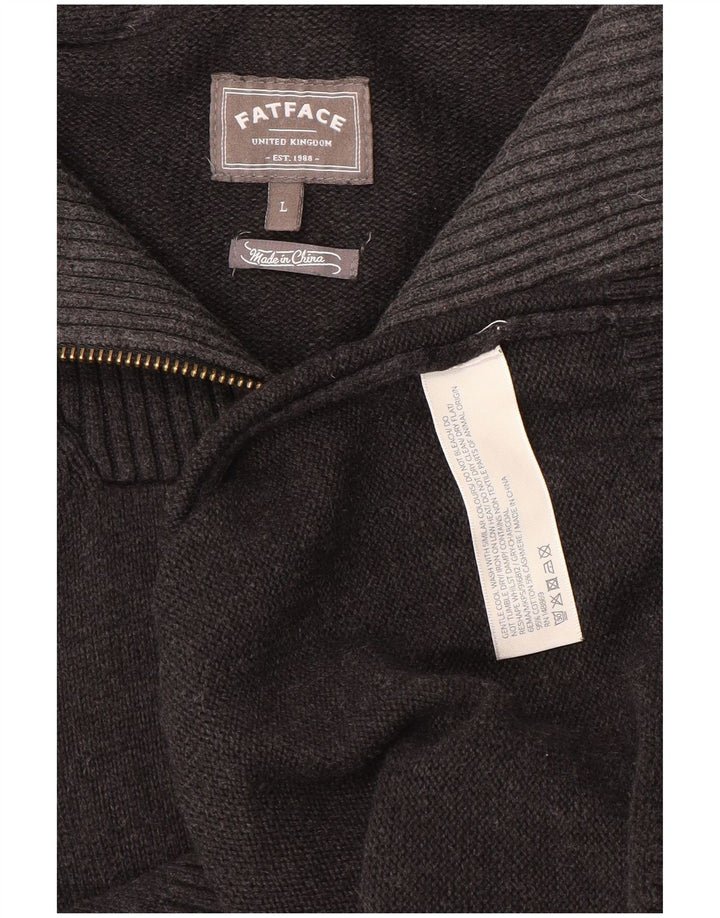 Maglione da uomo con collo con zip Fat Face, grande cotone grigio