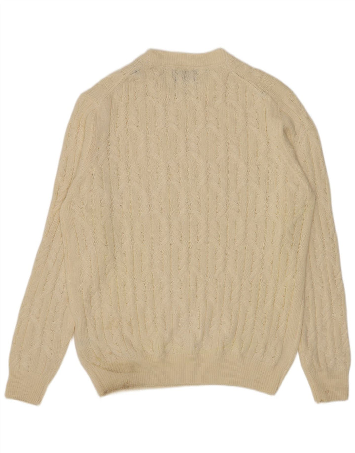 Maglione maglione girocollo da uomo Sonny Bono XL poliestere bianco sporco