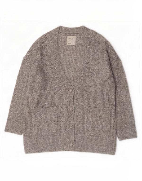 Maglione cardigan oversize da donna Abercrombie & Fitch UK 16 grande grigio