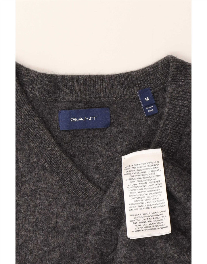 Maglione maglione con scollo a V da donna Gant UK 12 Lana grigio medio