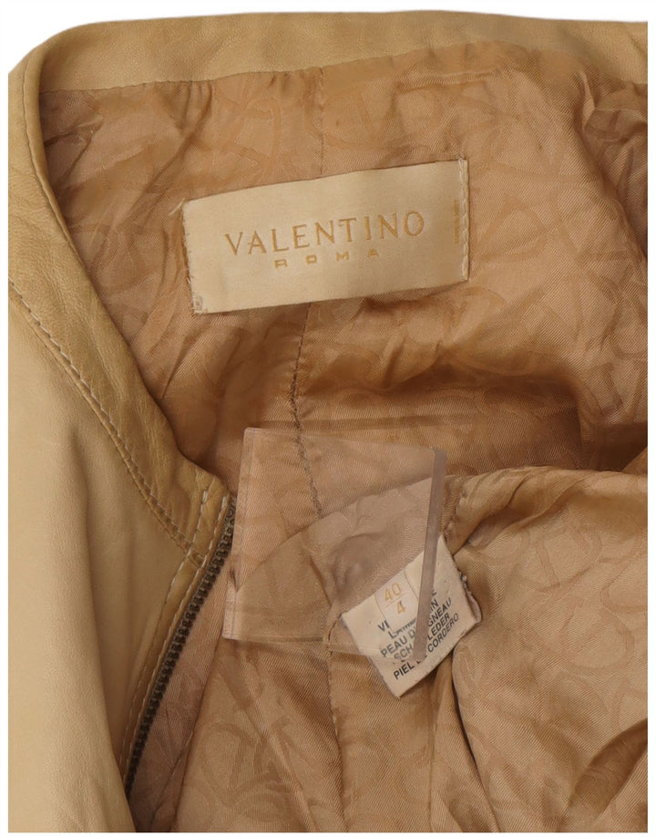 Giacca in pelle corta da donna Valentino IT 40 piccola in pelle beige