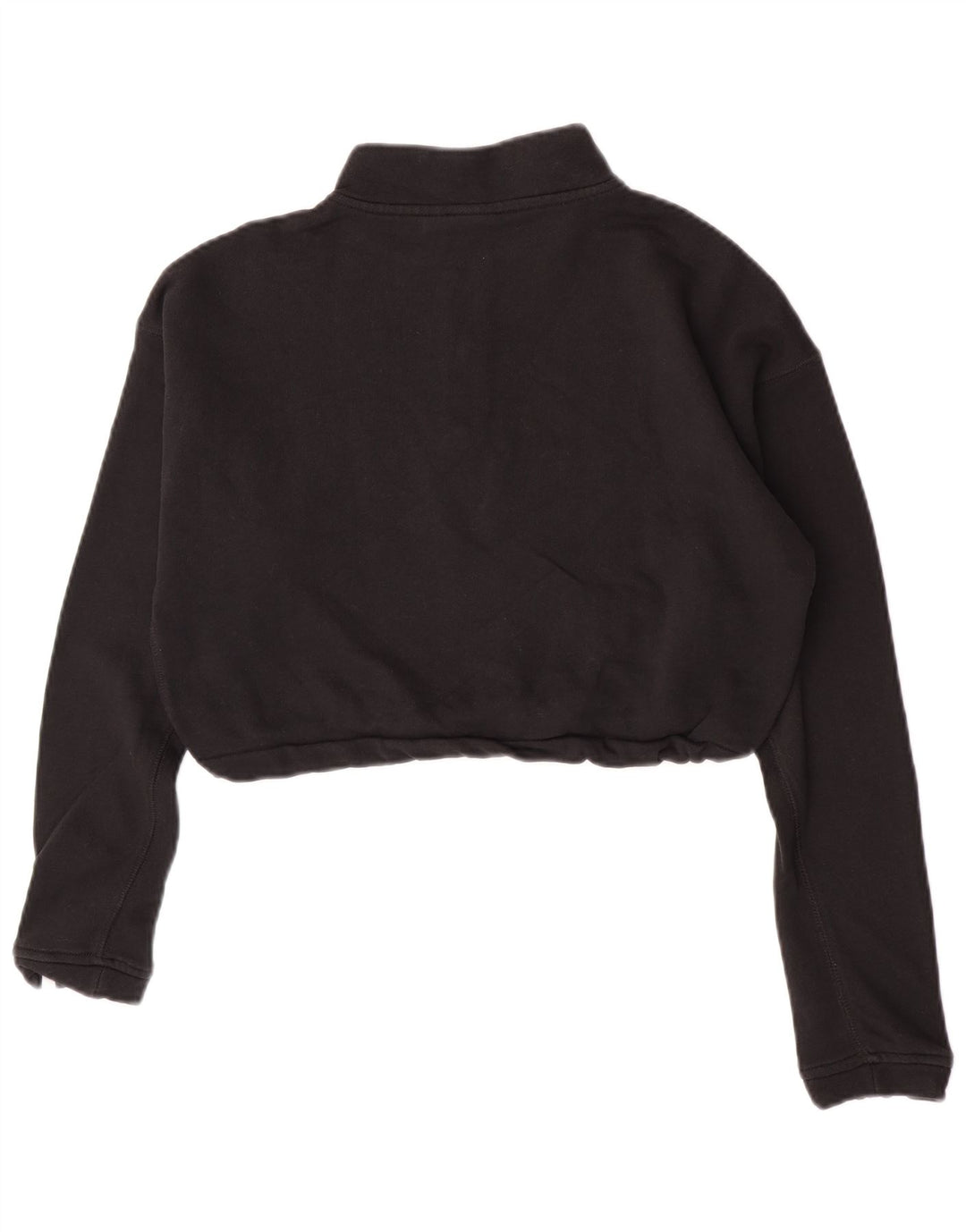 Felpa da donna Adidas con collo corto e zip, maglione UK 12, cotone nero medio