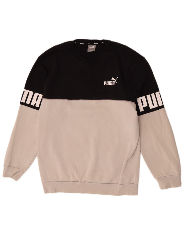 Felpa grafica da uomo Puma, piccola, in cotone color block bianco