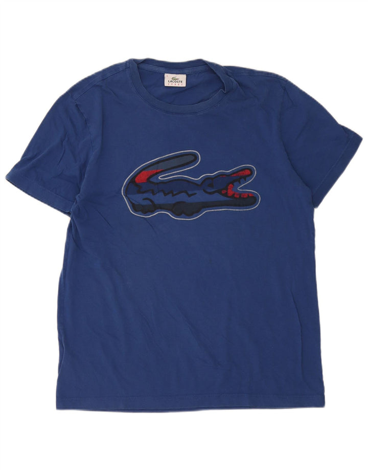 T-shirt grafica da uomo Lacoste taglia 5 grande in cotone blu
