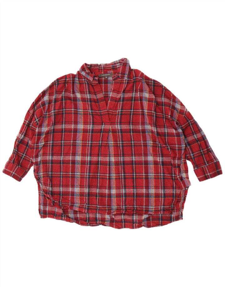 Camicia pullover con maniche a 3/4 da donna French Connection UK 18 XL a quadri rossi