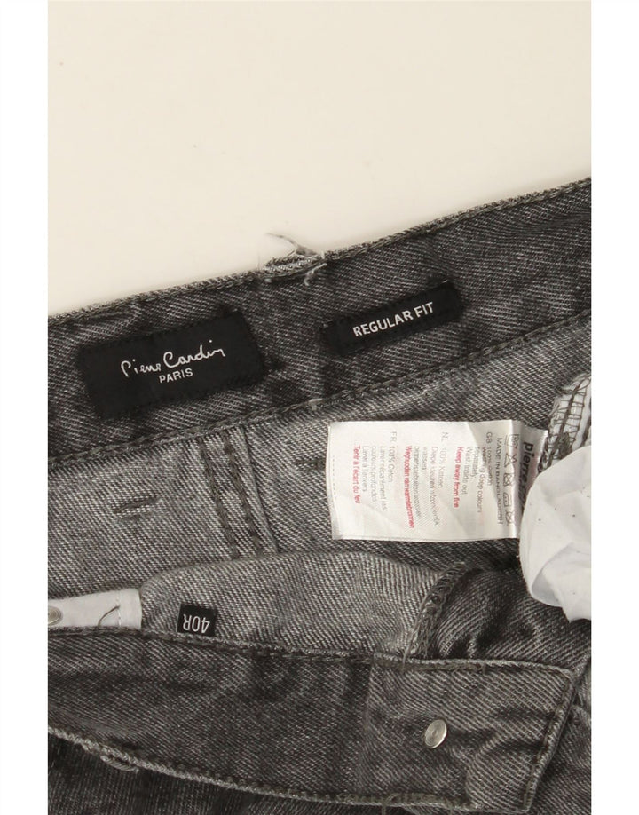 PIERRE CARDIN Jeans dritti da uomo vestibilità regolare W40 L30 cotone grigio
